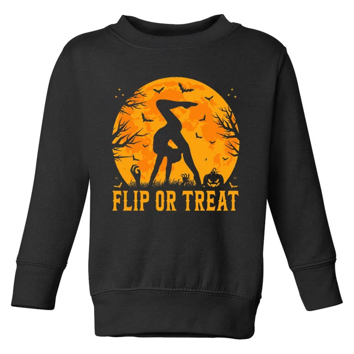 Gymnastics Halloween Flip Or Treat Halloween Gymnastics Toddler Sweatshirt