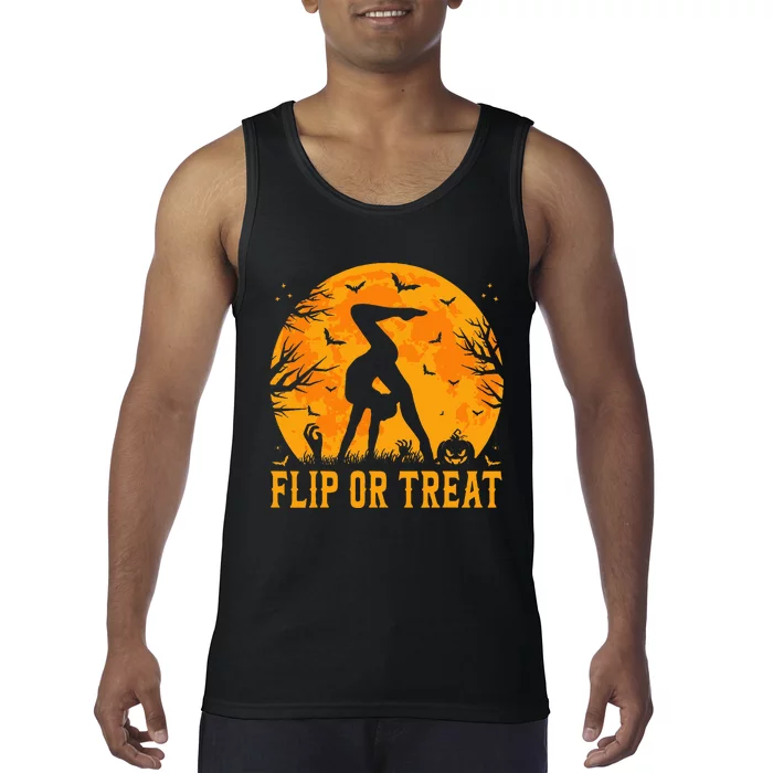 Gymnastics Halloween Flip Or Treat Halloween Gymnastics Tank Top