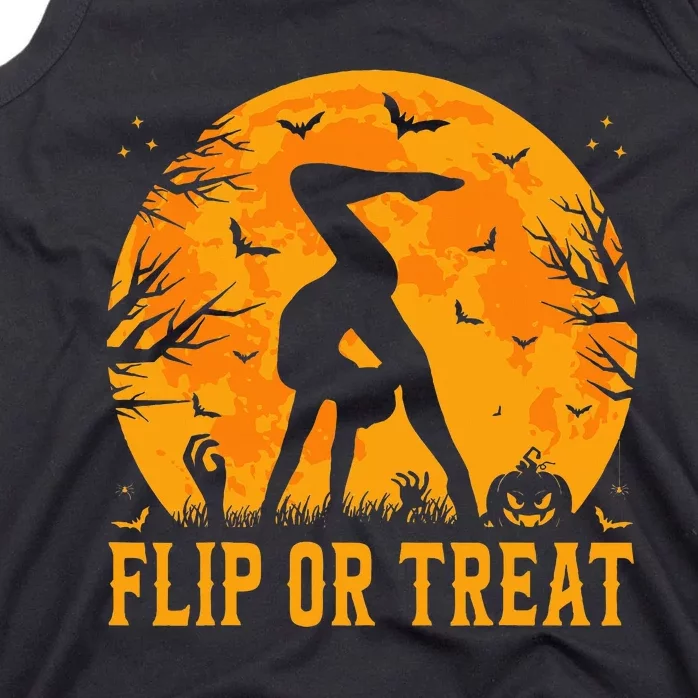 Gymnastics Halloween Flip Or Treat Halloween Gymnastics Tank Top