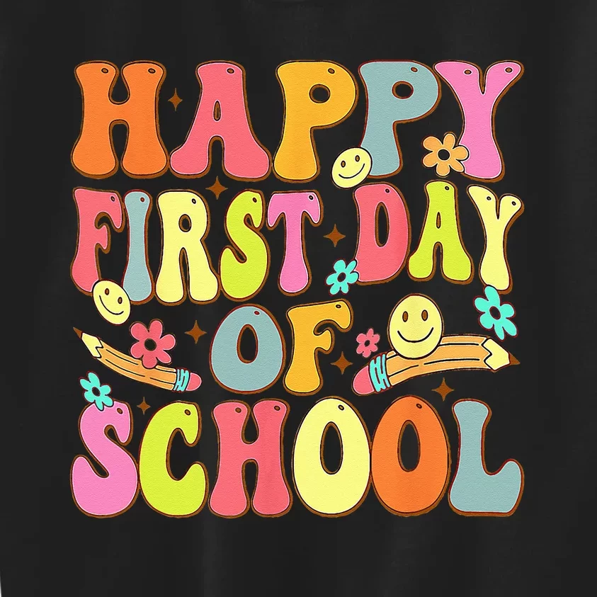 Groovy Happy First Day Of School Back To School Teachers Kids Sweatshirt