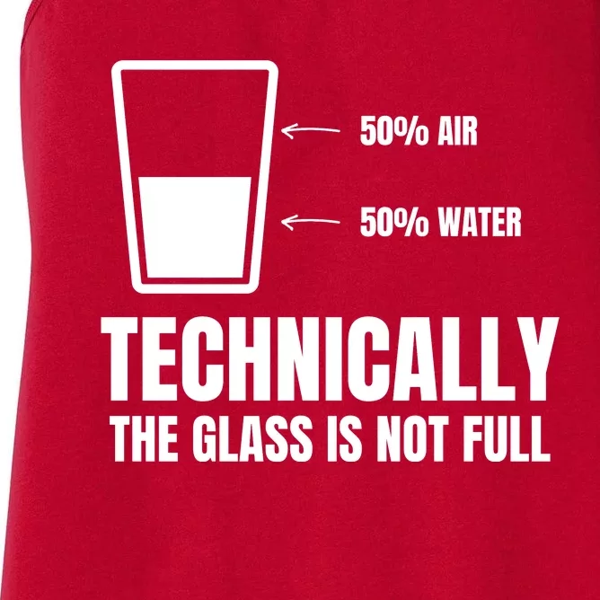 Glass Half Full Funny Technically Not Empty Sarcastic Women's Racerback Tank