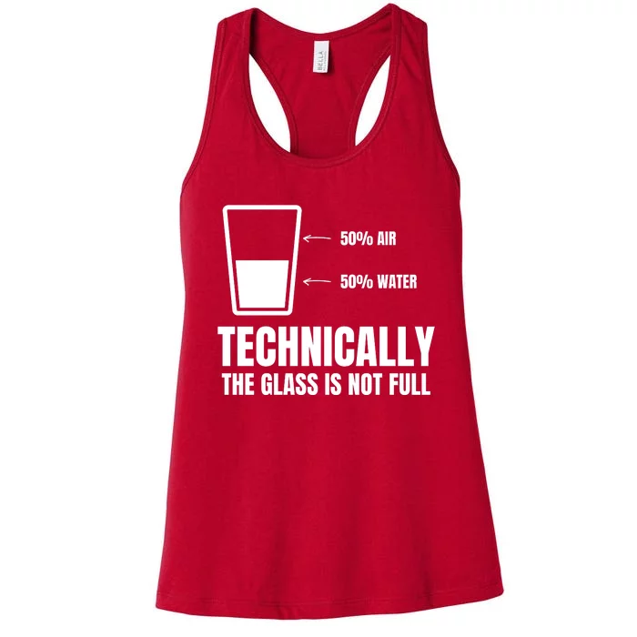 Glass Half Full Funny Technically Not Empty Sarcastic Women's Racerback Tank