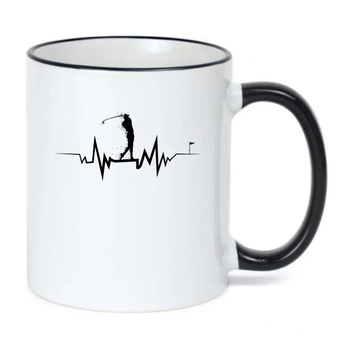 Golf Heartbeat Funny Design For Golfers Cool Gift Black Color Changing Mug