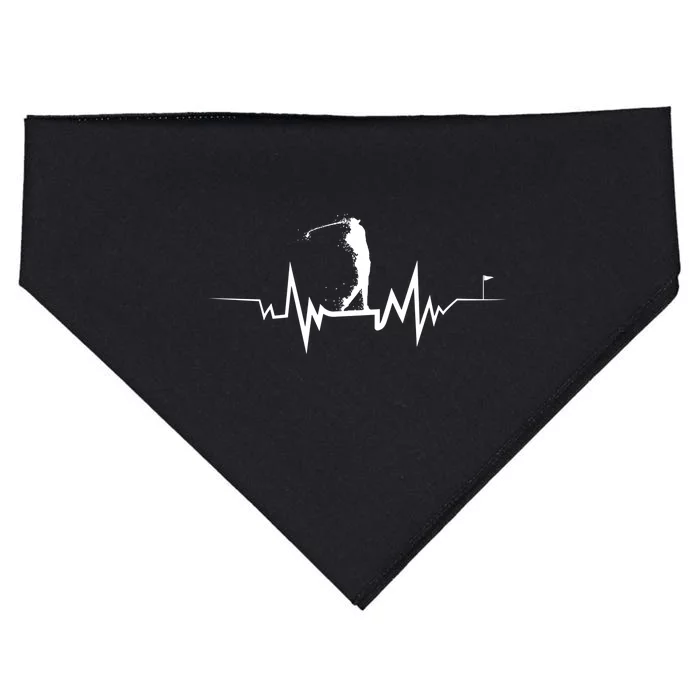 Golf Heartbeat Funny Design For Golfers Cool Gift USA-Made Doggie Bandana