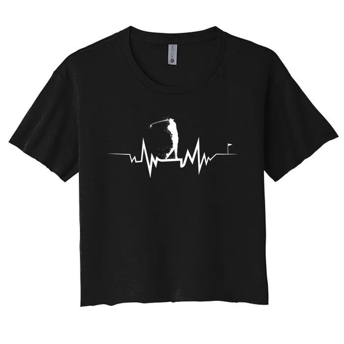 Golf Heartbeat Funny Design For Golfers Cool Gift Women's Crop Top Tee