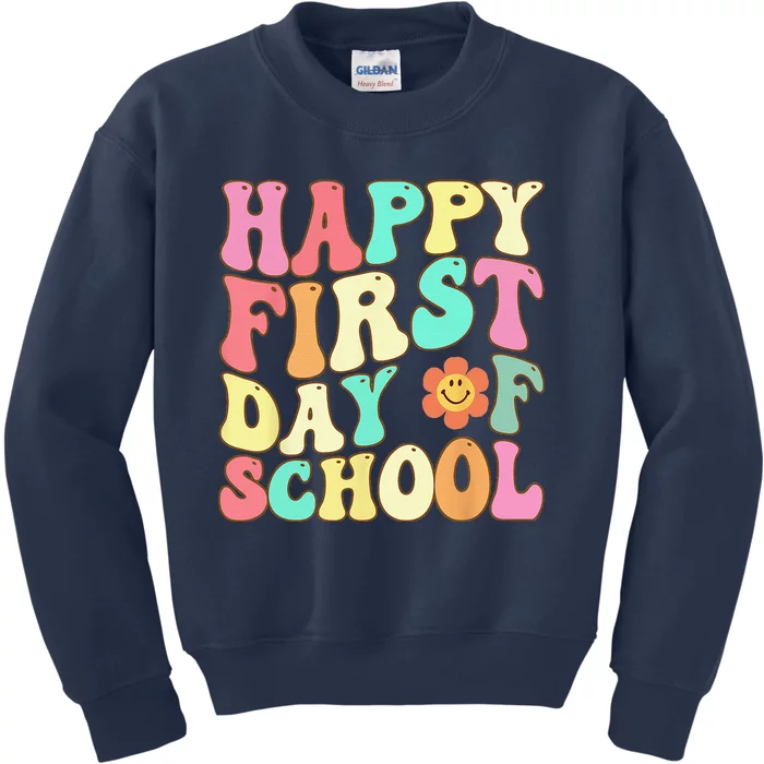 Groovy Happy First Day Of School Teacher Back To School Gift Kids Sweatshirt