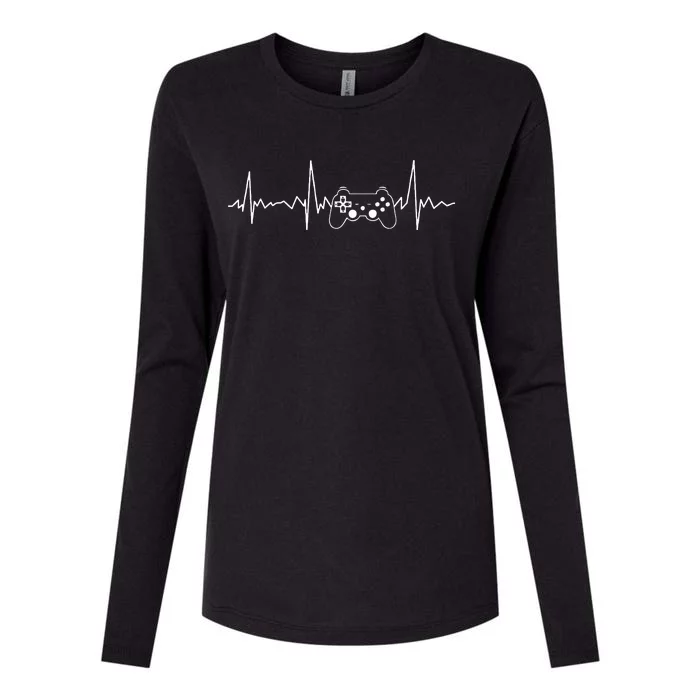 Gamer Heartbeat Funny Video Game Gift Womens Cotton Relaxed Long Sleeve T-Shirt