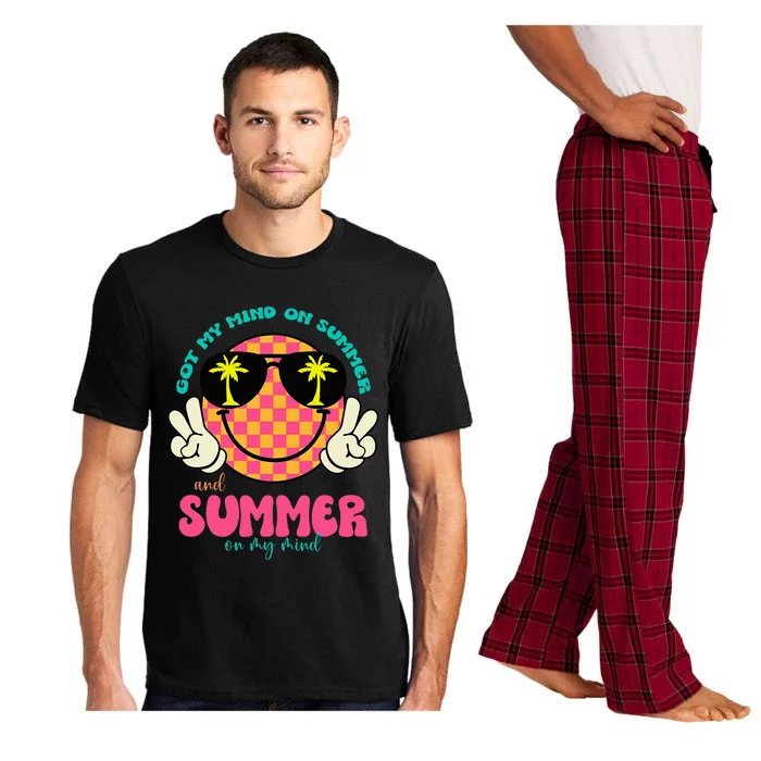 Groovy Happy Face Summer Vibes Got My Mind On Summer Pajama Set