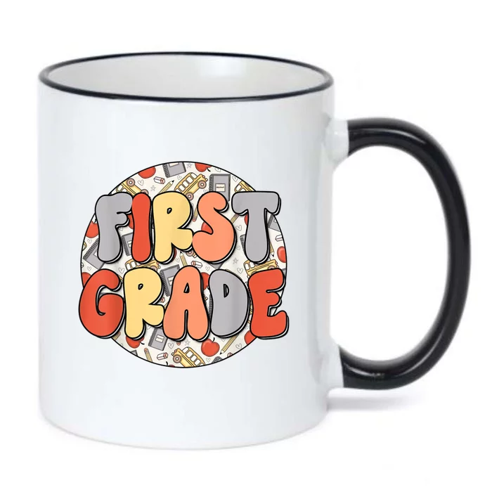 Groovy Happy First Day Of School Back To School Teacher Kids Black Color Changing Mug