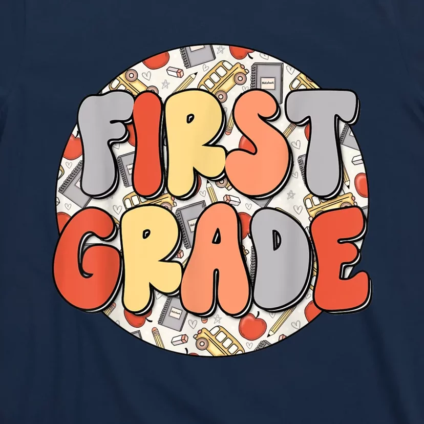 Groovy Happy First Day Of School Back To School Teacher Kids T-Shirt