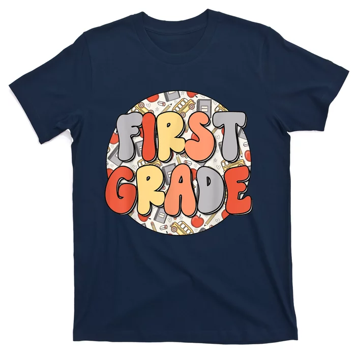 Groovy Happy First Day Of School Back To School Teacher Kids T-Shirt