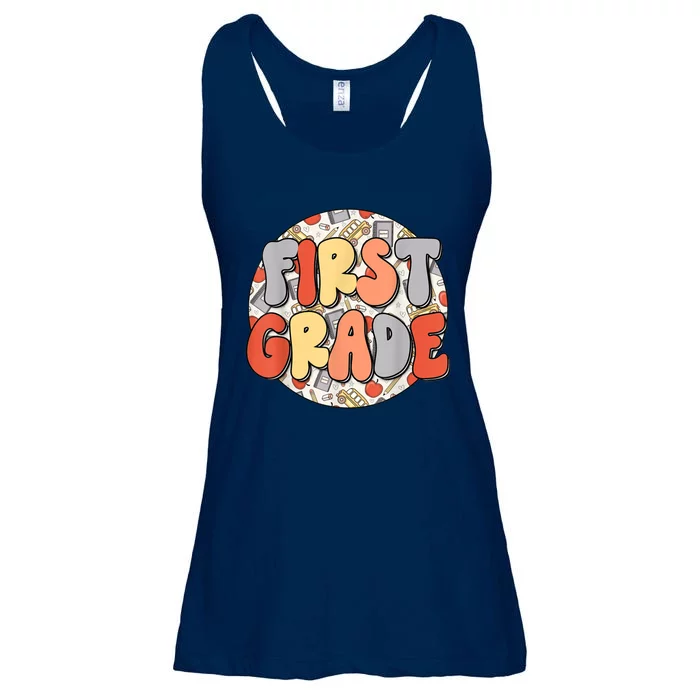 Groovy Happy First Day Of School Back To School Teacher Kids Ladies Essential Flowy Tank