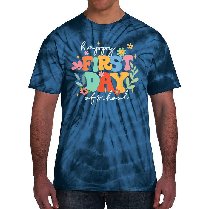 Groovy Happy First Day Of School Back To School Teacher Kids Tie-Dye T-Shirt