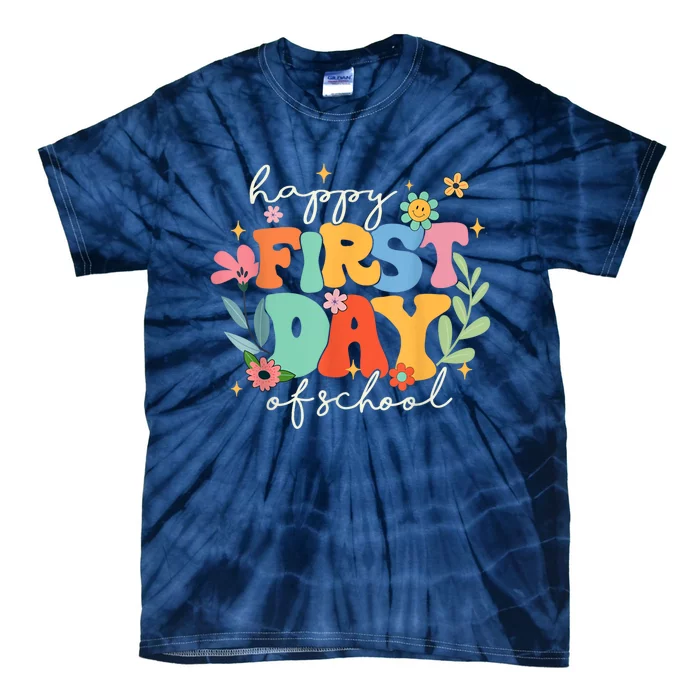 Groovy Happy First Day Of School Back To School Teacher Kids Tie-Dye T-Shirt