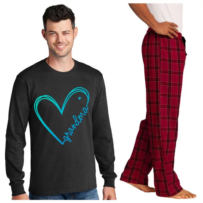 Grandma Heart For Christmas MotherS Day Birthdays Cute Gift Long Sleeve Pajama Set