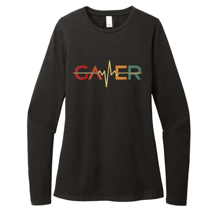 Gamer Heartbeat Funny Video Games Lover Gift Womens CVC Long Sleeve Shirt