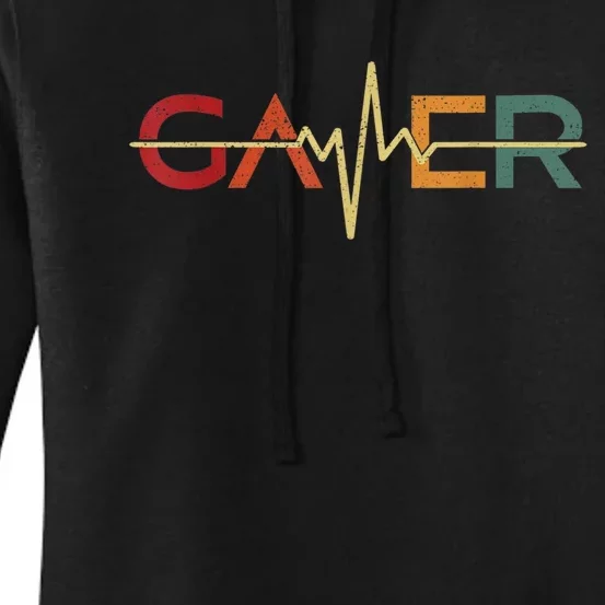 Gamer Heartbeat Funny Video Games Lover Gift Women's Pullover Hoodie