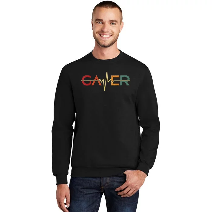 Gamer Heartbeat Funny Video Games Lover Gift Tall Sweatshirt