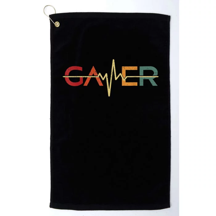 Gamer Heartbeat Funny Video Games Lover Gift Platinum Collection Golf Towel