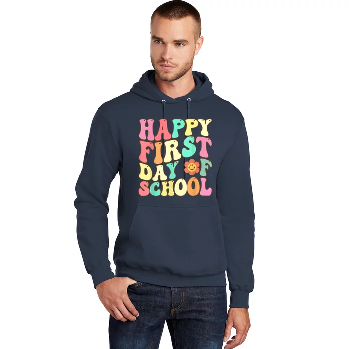 Groovy Happy First Day Of School Teacher Kids Back To School Hoodie