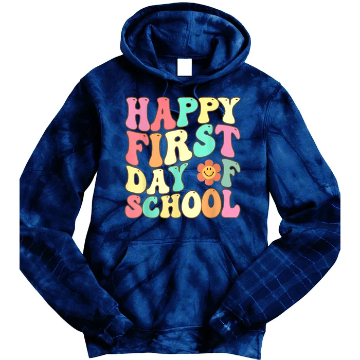 Groovy Happy First Day Of School Teacher Kids Back To School Tie Dye Hoodie