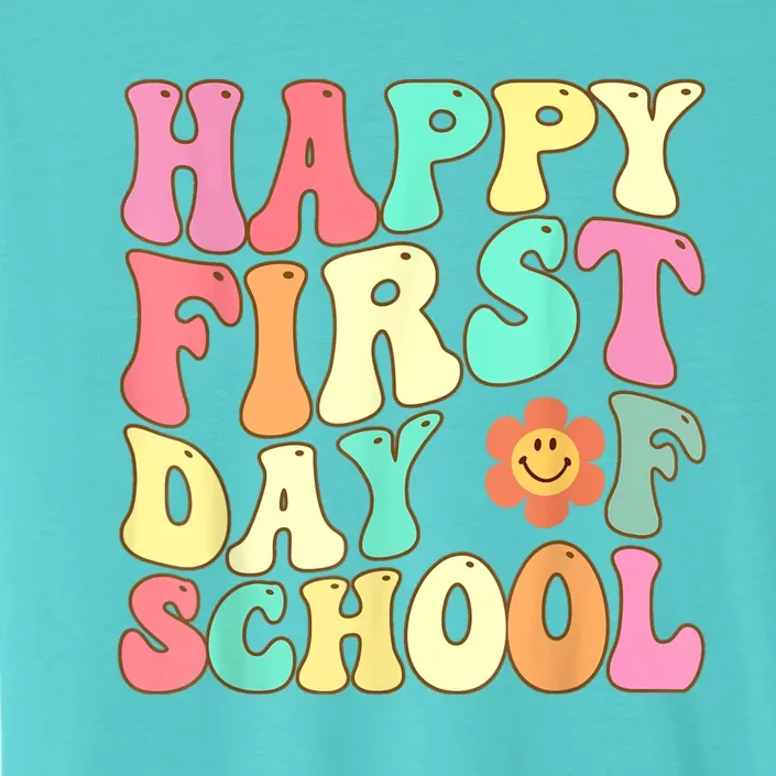 Groovy Happy First Day Of School Teacher Kids Back To School ChromaSoft Performance T-Shirt