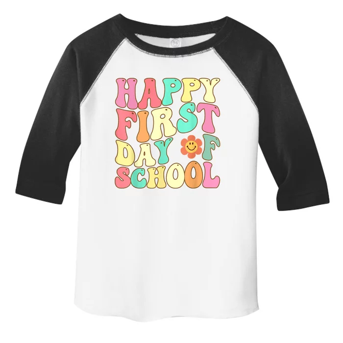 Groovy Happy First Day Of School Teacher Kids Back To School Toddler Fine Jersey T-Shirt