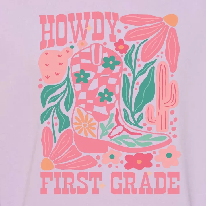 Groovy Howdy First Grade Cowboy Teacher Garment-Dyed Sweatshirt