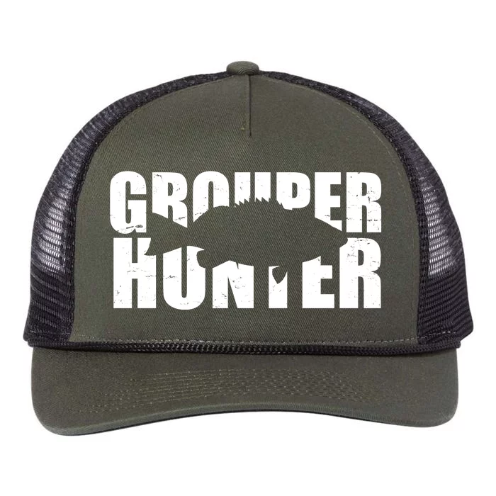 Grouper Hunter Fish Retro Rope Trucker Hat Cap