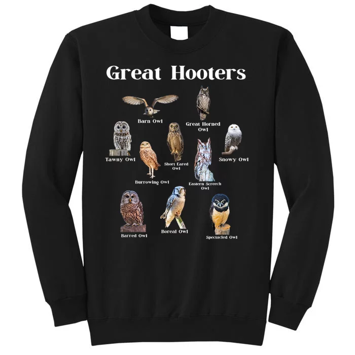 Great Hooter Funny Owl Lover Birding Birdwatcher Dad Joke Tall Sweatshirt