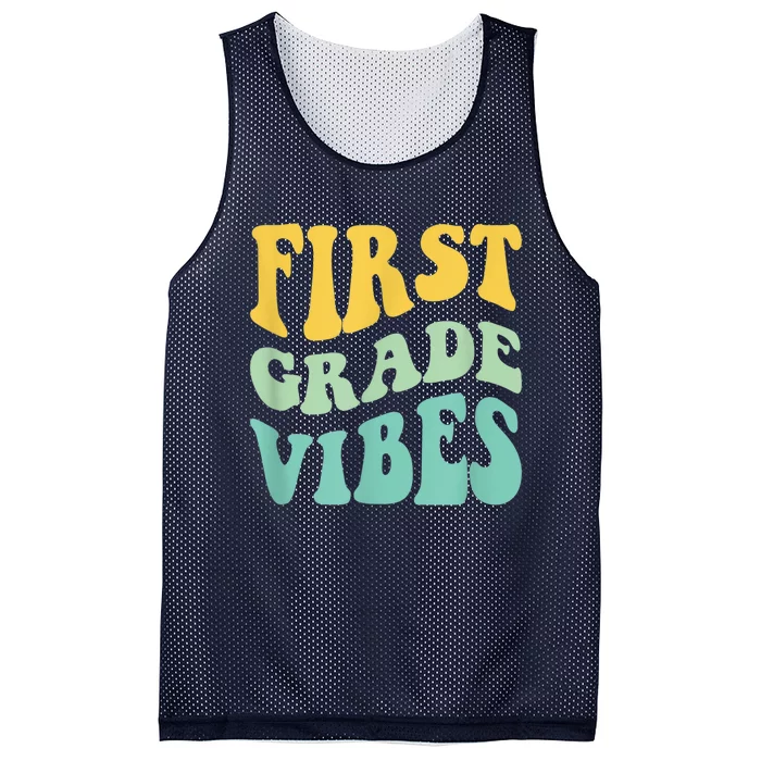 Groovy Happy First Day Of School Teacher Kids Back To School Mesh Reversible Basketball Jersey Tank