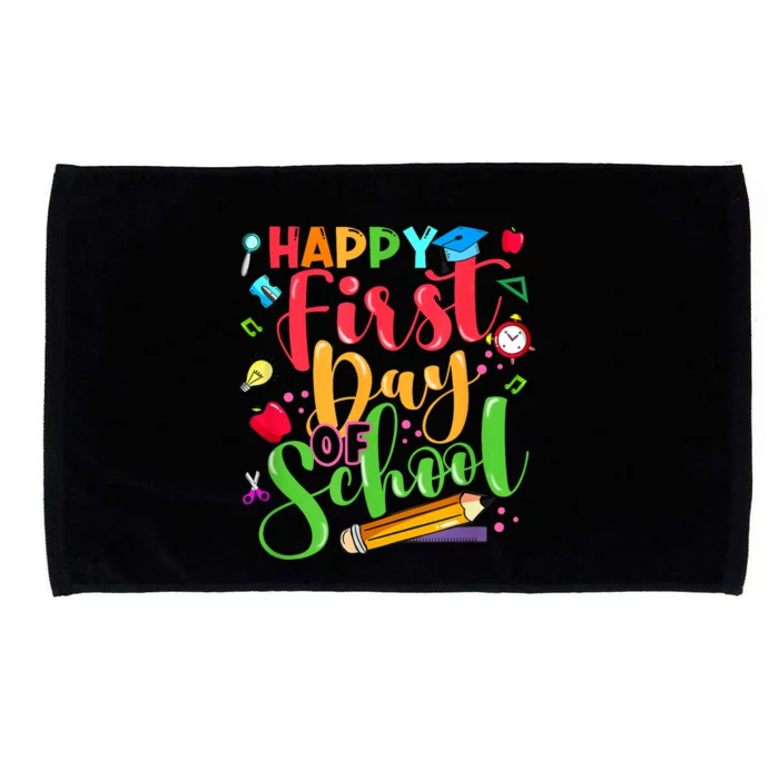 Groovy Happy First Day Of School Teacher Kids Back To School Microfiber Hand Towel