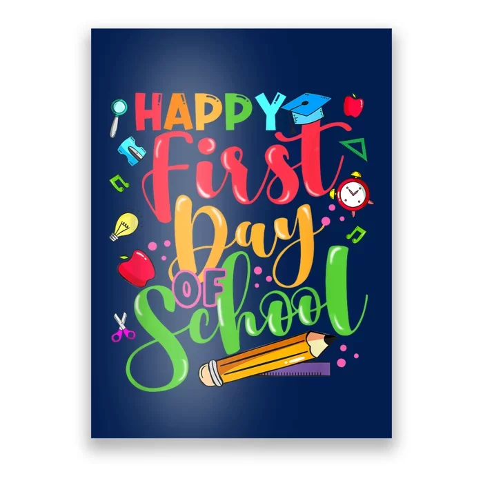 Groovy Happy First Day Of School Teacher Kids Back To School Poster