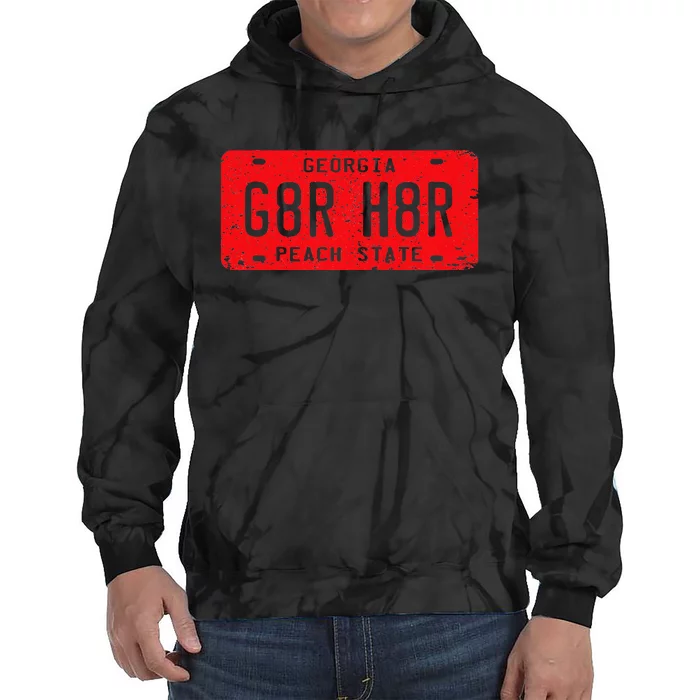 G8r H8r Georgia License Plate Football Tie Dye Hoodie