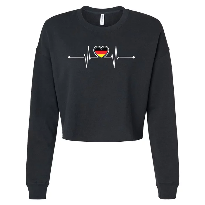 Germany Heartbeat German Gifts Team Germany Flag Design Cropped Pullover Crew