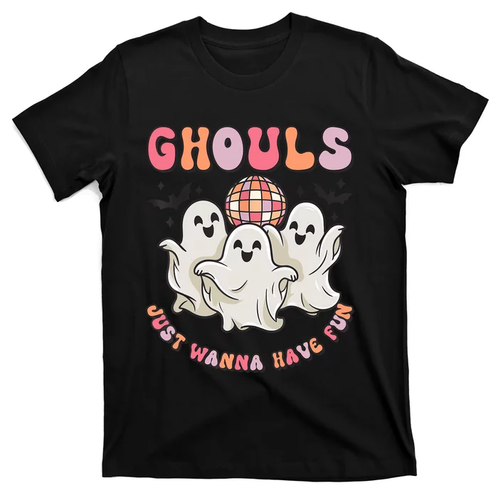 Groovy Halloween Ghouls Just Wanna Have Fun Dancing Ghost T-Shirt