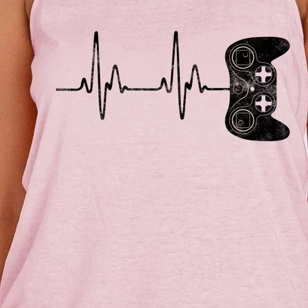 Gamer Heartbeat Gift Video Game Lover Gifmeaningful Gift Women's Knotted Racerback Tank