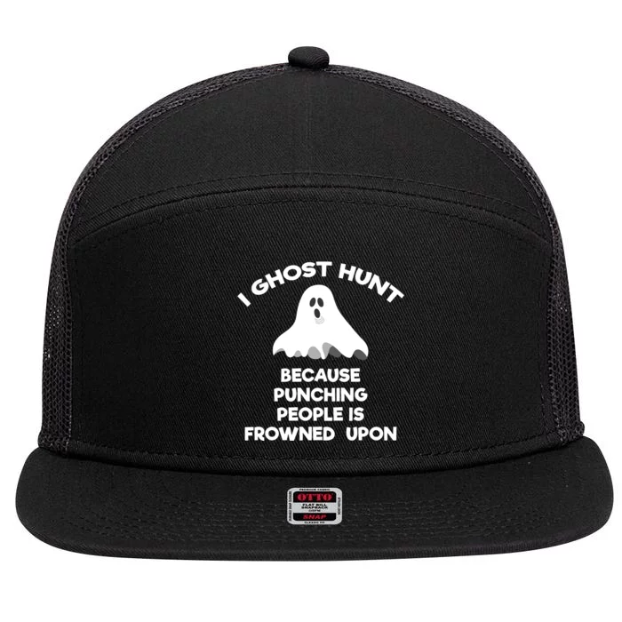 Ghost Hunting Gift Funny Ghost Hunter Punch 7 Panel Mesh Trucker Snapback Hat