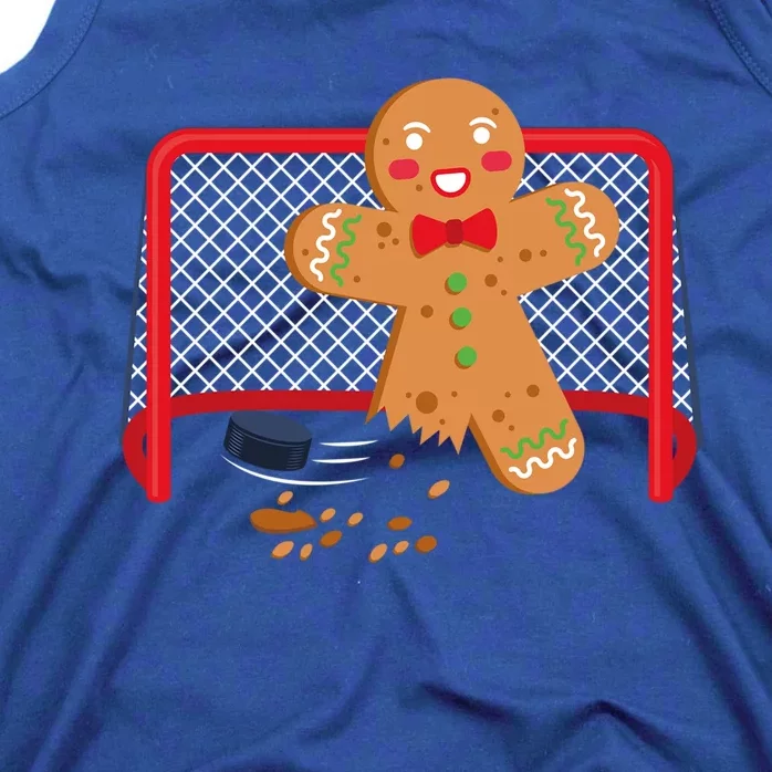 Gingerbread Hockey Goal Keeper Funny Christmas Pajama Gift Tank Top