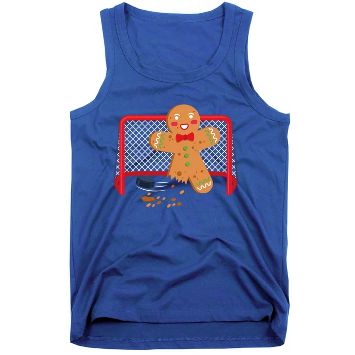 Gingerbread Hockey Goal Keeper Funny Christmas Pajama Gift Tank Top