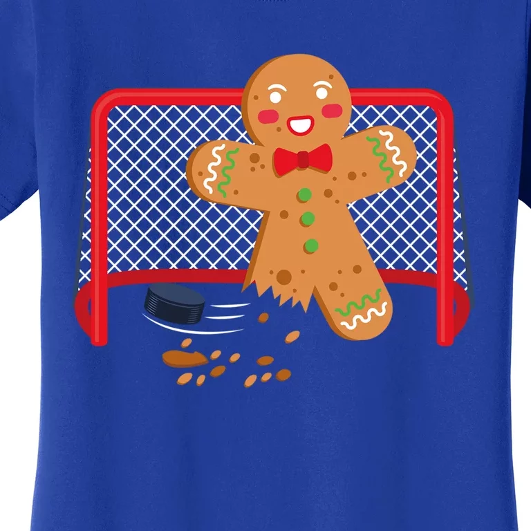 Gingerbread Hockey Goal Keeper Funny Christmas Pajama Gift Women's T-Shirt