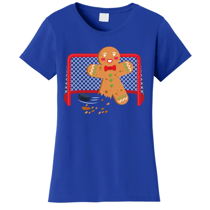 Gingerbread Hockey Goal Keeper Funny Christmas Pajama Gift Women's T-Shirt