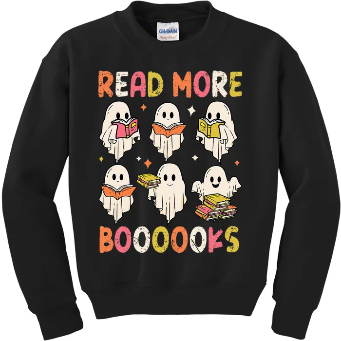 Groovy Halloween Ghost Read More Boooooks Librarian Teacher Kids Sweatshirt