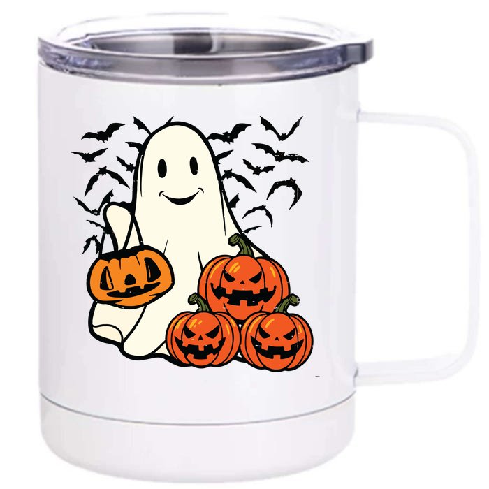 Ghost Halloween Front & Back 12oz Stainless Steel Tumbler Cup