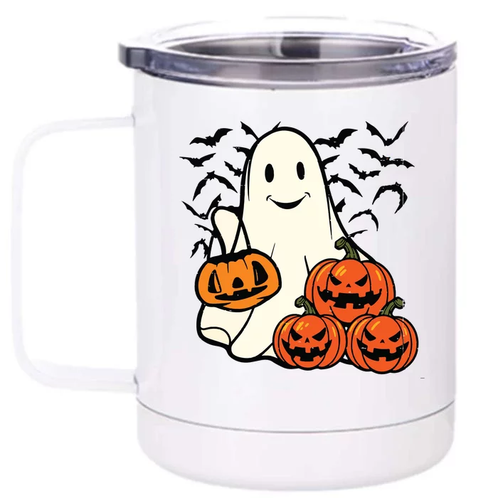 Ghost Halloween Front & Back 12oz Stainless Steel Tumbler Cup