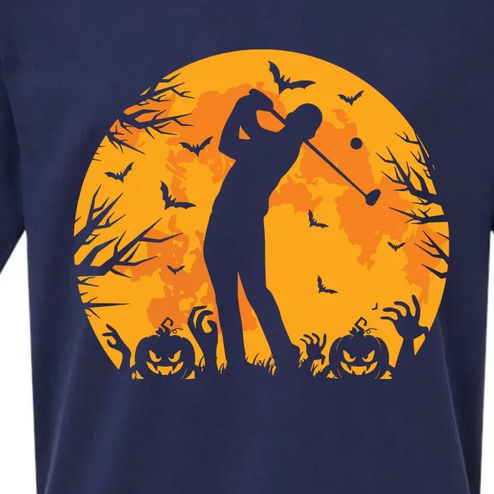 Golfing Halloween Golfer Pumpkin Spooky Golf Halloween Sueded Cloud Jersey T-Shirt