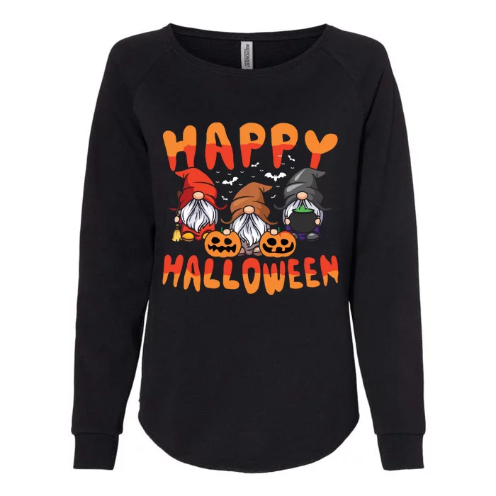 Gnomes Halloween Greeting Holiday Pumpkin Creepy Halloween Womens California Wash Sweatshirt