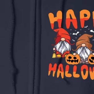 Gnomes Halloween Greeting Holiday Pumpkin Creepy Halloween Full Zip Hoodie