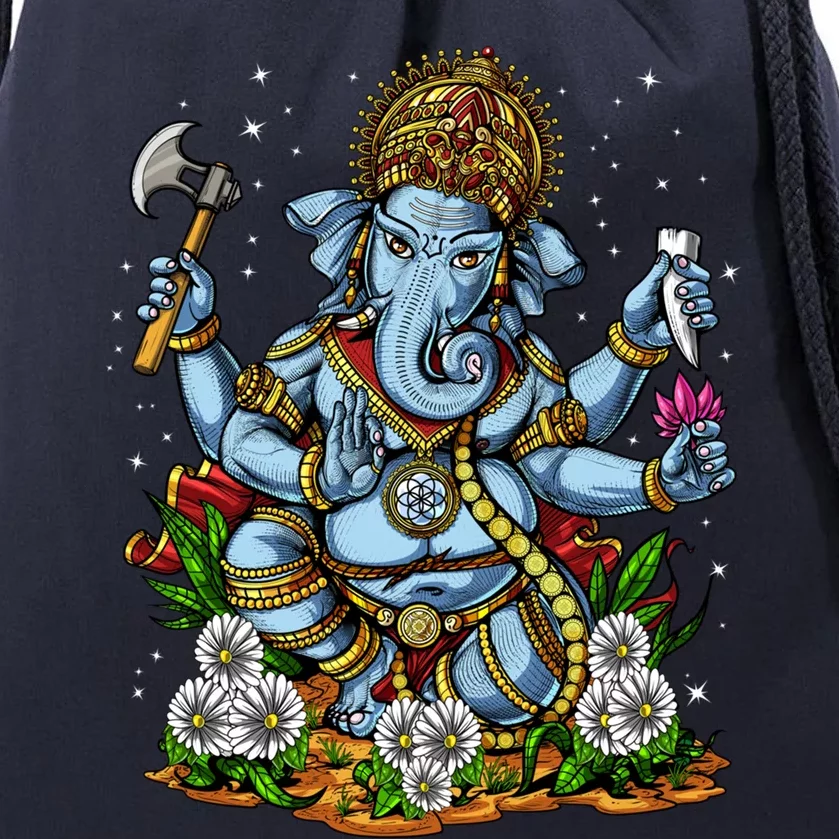 Ganesha Hindu God Elephant Spiritual Yoga Meditation Hippie Gift Drawstring Bag