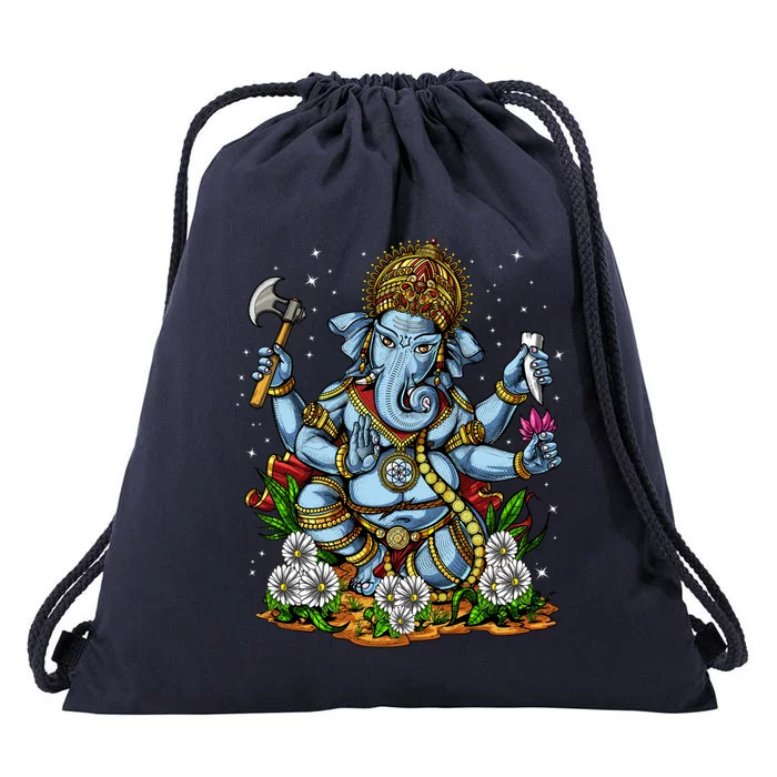 Ganesha Hindu God Elephant Spiritual Yoga Meditation Hippie Gift Drawstring Bag